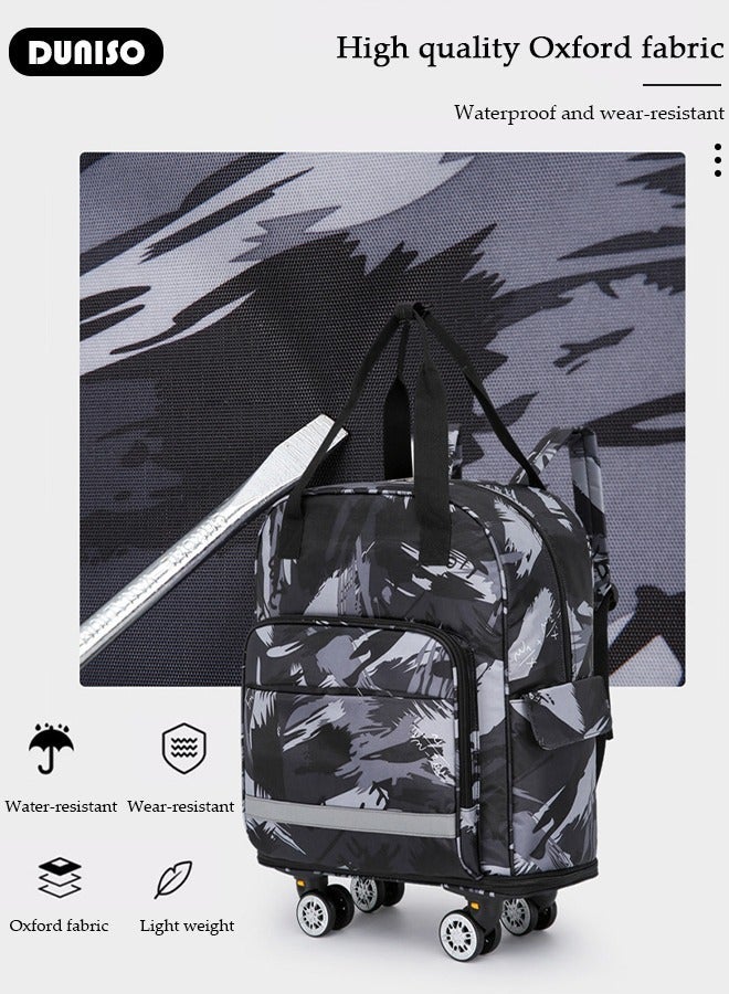 DUNISO Travel Luggage Bag, Foldable Carry on Luggage Airline Approved, Lightweight Carry on Suitcase with Spinner Wheels, Family Travel Suitcase with Shoulder straps Wheels Detachable - Image 3