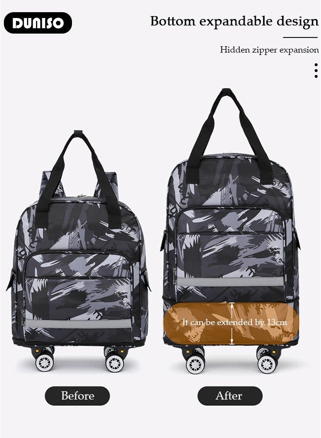 DUNISO Travel Luggage Bag, Foldable Carry on Luggage Airline Approved, Lightweight Carry on Suitcase with Spinner Wheels, Family Travel Suitcase with Shoulder straps Wheels Detachable - Image 2
