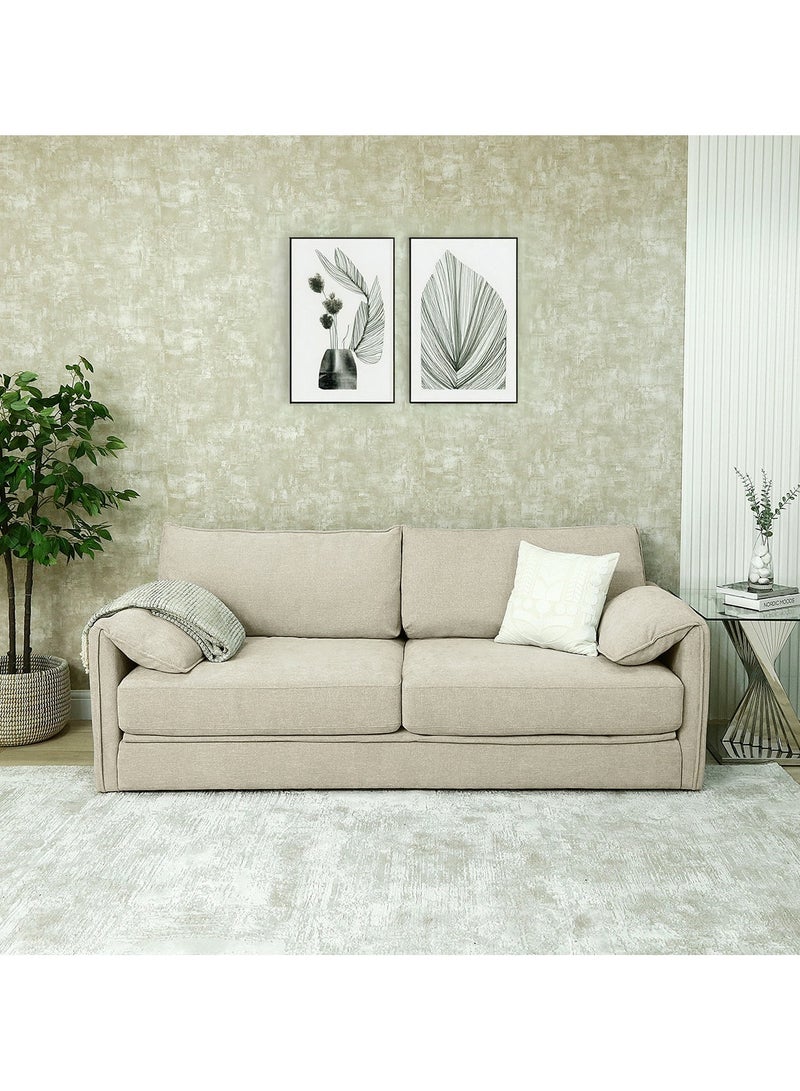 فانتي ليفينج  أريكة سرير VANITY LIVING Emilia بثلاثة مقاعد، بيج - قابلة للتحويل إلى سرير مزدوج، أريكة قماشية حديثة مع مساحة تخزين لغرفة المعيشة ومساحة الضيوف  - Image 1