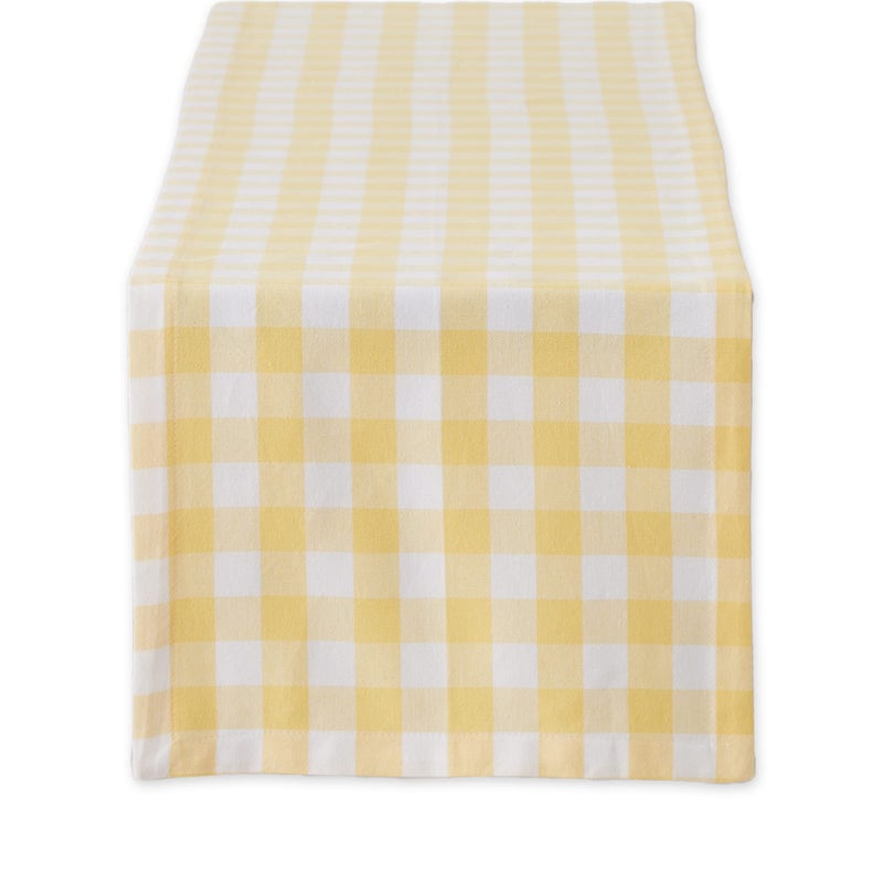 DII Checkered Tabletop Collection 100 Cotton Machine Washable Table Runner 14x108 Yellow