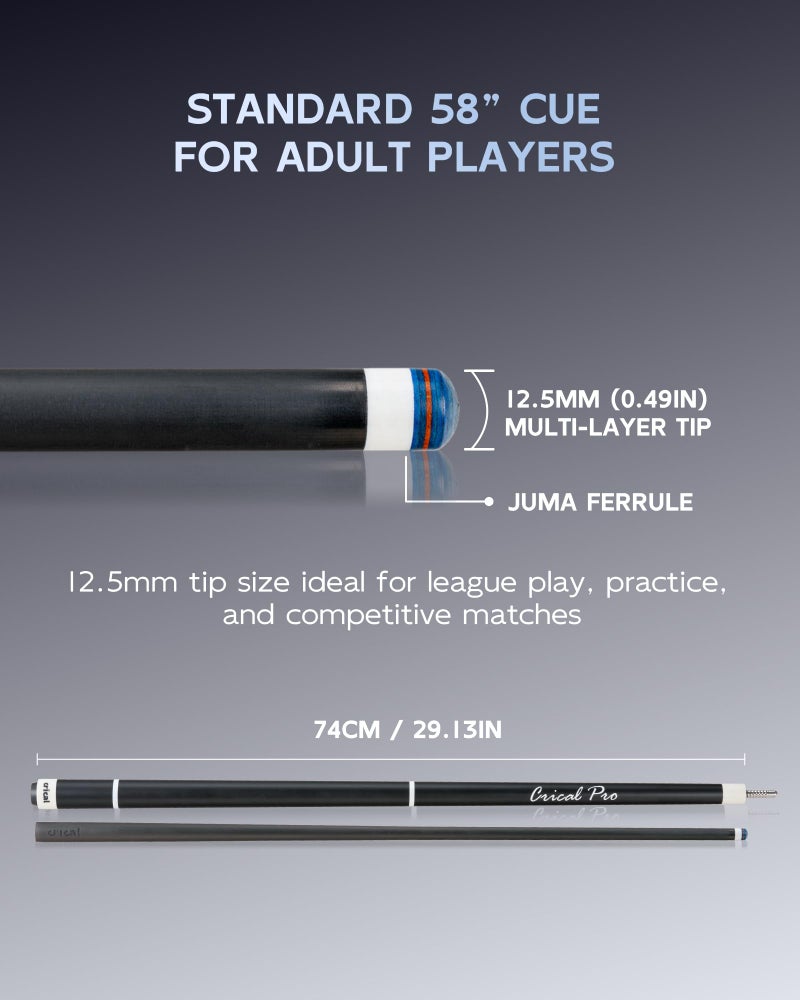 CRICAL Carbon Fiber Pool Cue Stick 58" Billiard Cue Sticks Professional Low Deflection Pool Sticks with 3/8 * 8 Pin Joint and 12.5mm Tip - Image 5