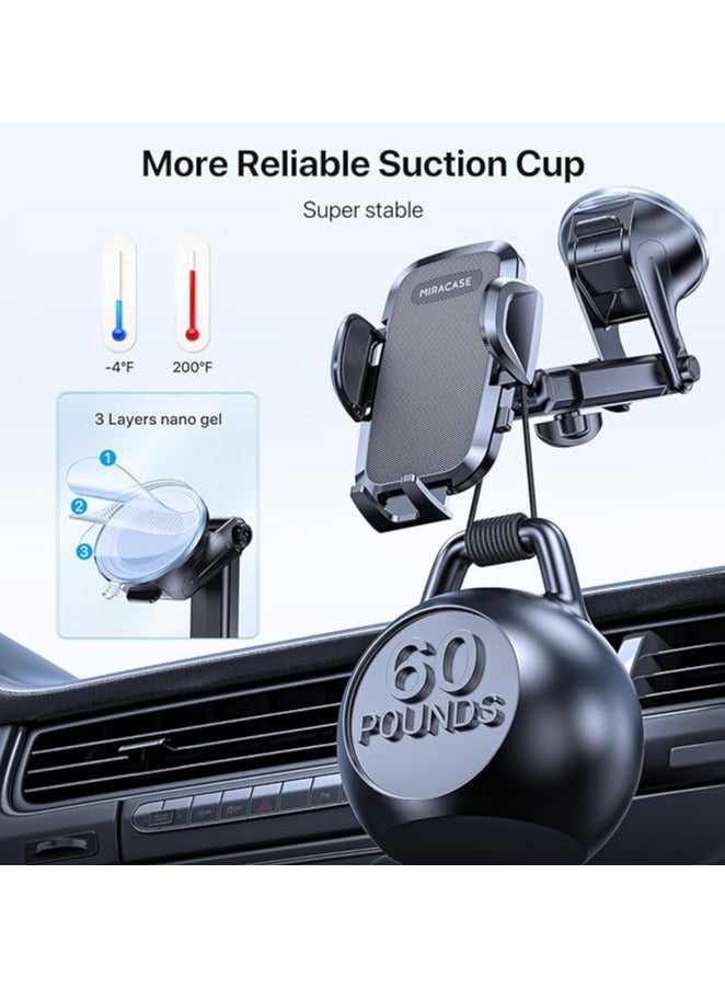 New Universal Car Phone Holder 【Powerful Suction Cup】 Phone Holder Car for Dashboard Windshield 【Double Metal Hook】 Mobile Holder for Car Air Vent Car Mobile Holder for All 4.0-7.2 Smartphone - Image 4