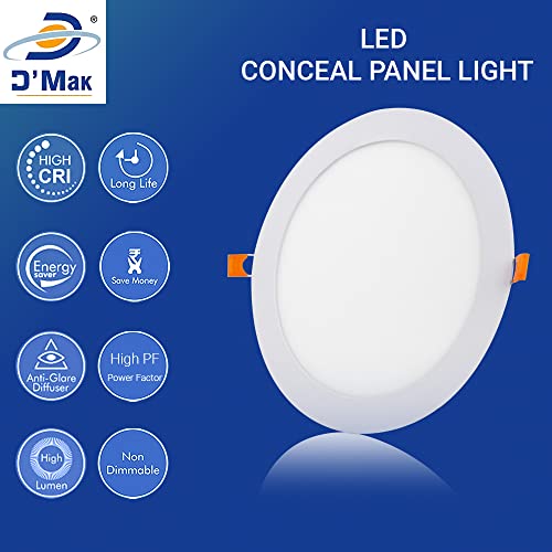 D'Mak 15 Watt White LED Panel Ceiling Light for False Ceiling, Aluminium Metal Powder Coated, LED Light for Living Room, Round, Pack of 10 - Image 4