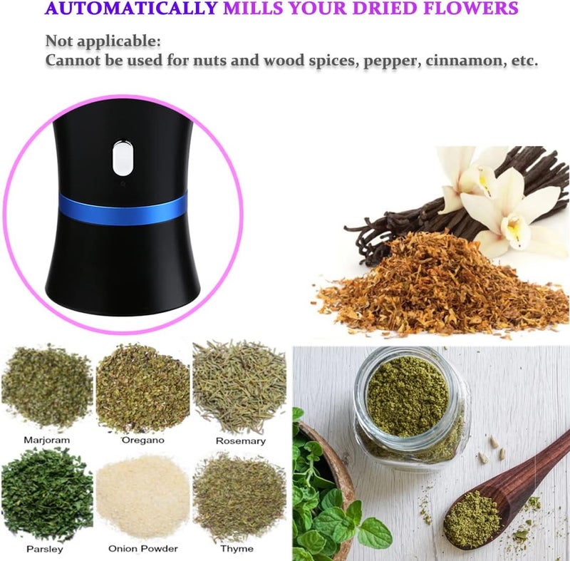 Spacenight Electric Herb Grinder COMPACT for Flower Buds, USB-Rechargeable, 2pcs 1.7oz Glass Herb Chamber - Ideal for Everyday Carry - Image 3