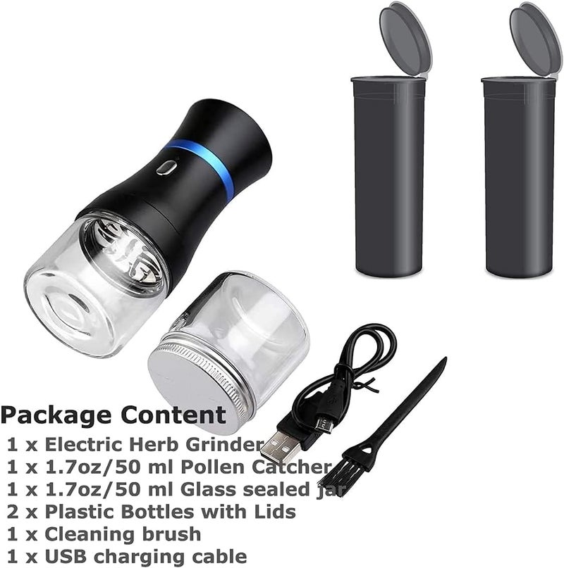 Spacenight Electric Herb Grinder COMPACT for Flower Buds, USB-Rechargeable, 2pcs 1.7oz Glass Herb Chamber - Ideal for Everyday Carry - Image 5