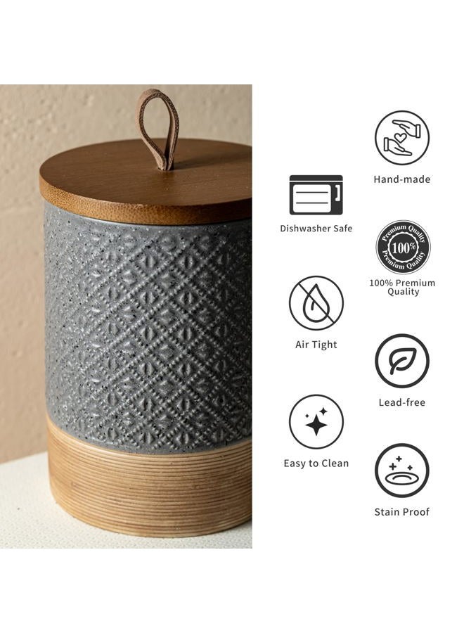 Miamolo Coffee Container Jar with Lid, Ceramic Food Storage Jars for Spice Sugar Cookie, Large Kitchen Canisters for Countertop Coffee Bar Accessories Housewarming Weeding Gift - Gray & 28oz - Image 5