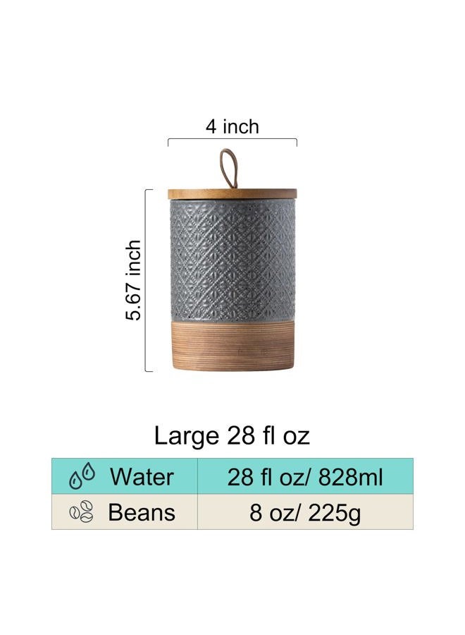 Miamolo Coffee Container Jar with Lid, Ceramic Food Storage Jars for Spice Sugar Cookie, Large Kitchen Canisters for Countertop Coffee Bar Accessories Housewarming Weeding Gift - Gray & 28oz - Image 3
