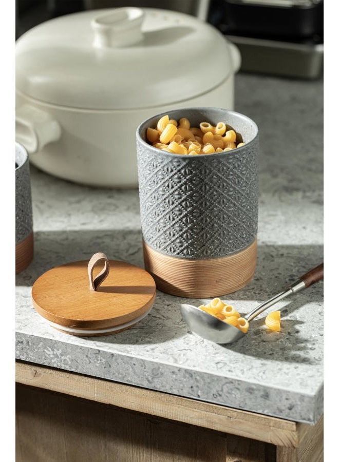 Miamolo Coffee Container Jar with Lid, Ceramic Food Storage Jars for Spice Sugar Cookie, Large Kitchen Canisters for Countertop Coffee Bar Accessories Housewarming Weeding Gift - Gray & 28oz - Image 2