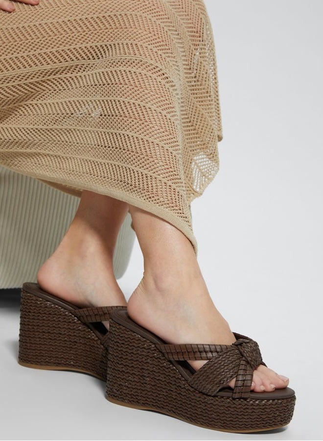 Guess Women's EVEH Wedge Sandal, Brown 210, 7.5, 38 EU - Image 2