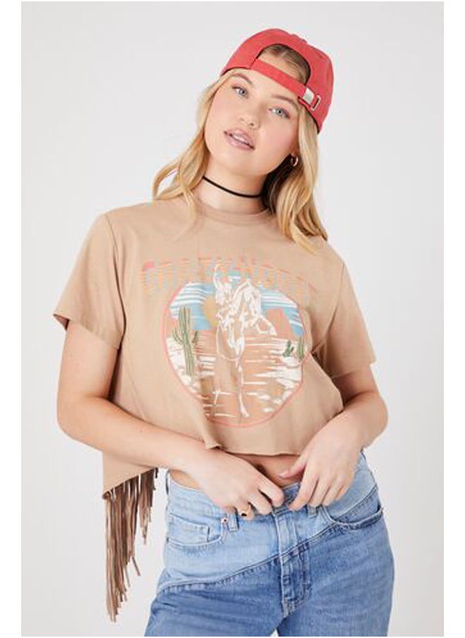FOREVER 21 - Crazy Horse Fringe Graphic Tee - Image 1