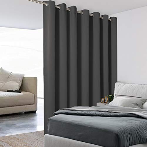 BONZER Room Divider Curtain Total Privacy Wall Grommet Thermal Insulated Wide Blackout Curtains for Bedroom Living Room 96L x 108W Inch 8L x 9W ft 1 Panel Dark Grey