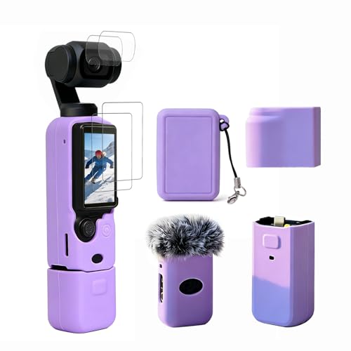 Frevyve Case for DJI Osmo Pocket 3/Xtra Muse Camera, Soft Silicone Protective Case, Anti-Scratch, Slim Fit Skin with mic Cover and Screen Protector Accessories for Osmo Pocket 3/Xtra Muse (Lilac) - Image 1