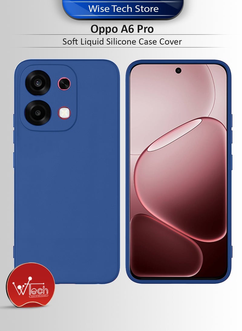 دبليو تيك غطاء حماية من السيليكون السائل الناعم لهاتف Oppo A6 Pro 5G 2025 (MCRPSN) - أزرق كحلي - Image 1