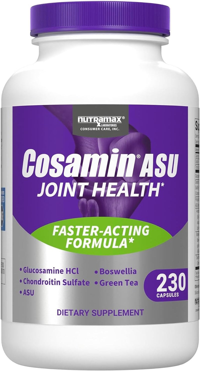 Nutramax Laboratories مكمل صحة المفاصل من مختبرات نوترا ماكس كوزامين ASU مع الجلوكوزامين والكوندرويتين ASU لصحة مفاصل الرجال والنساء 230 كبسولة - Image 1