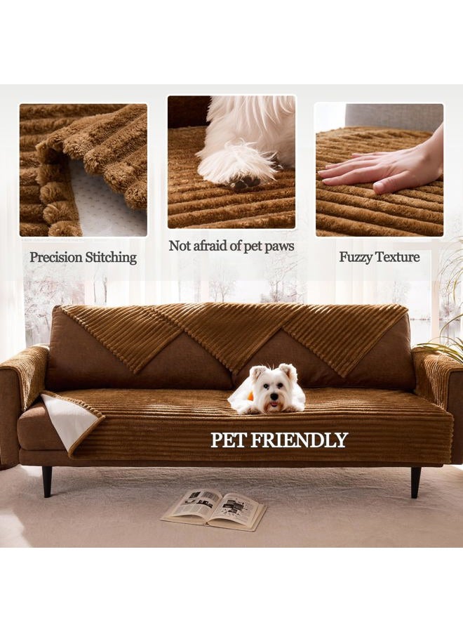 Meider 100% Waterproof Couch Arm Covers 2pcs, Fuzzy Chair Arm Covers Thick Soft Recliner Chair Armrest Protectors, Non-Slip Couch Armrest Cover Pet mats for Sofa (Coconut, 22" x 22" 2 Pack) - Image 4