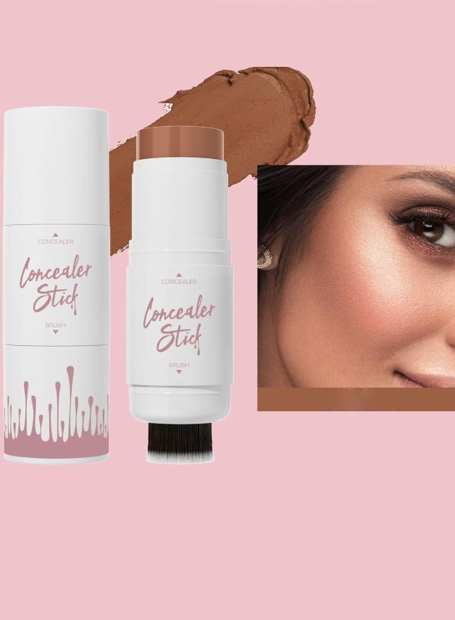 HelloKiss Concealer Stick with Brush Head Highlighter Makeup Stick Highlighter Creamy Stick Long Lasting Waterproof Makeup Stick for Concealer and Brighten Concealer Contour Highlighter Stick 02 - Image 1