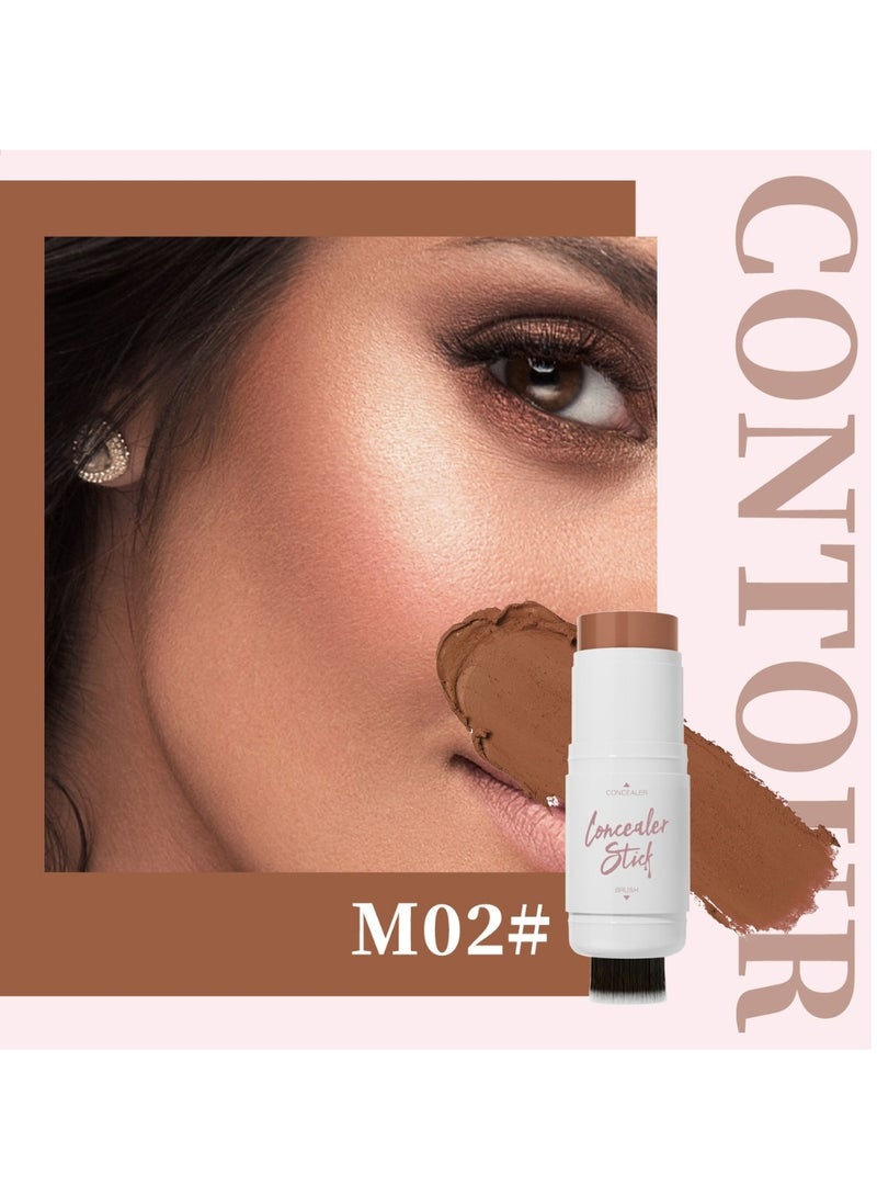 HelloKiss Concealer Stick with Brush Head Highlighter Makeup Stick Highlighter Creamy Stick Long Lasting Waterproof Makeup Stick for Concealer and Brighten Concealer Contour Highlighter Stick 02 - Image 2