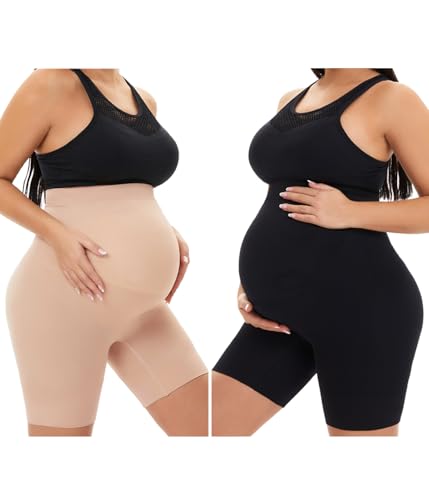 KUNINDOME Maternity Shapewear, Skin + Black, Medium - Image 1