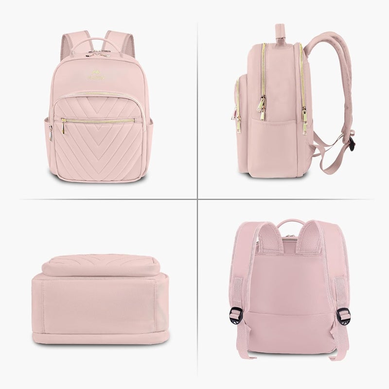 MATEIN Bowknot Cute Backpack Purse, Fashion Mini Shoulder Bag, Waterproof Lightweight Travel Daily Backpack College Handbag for Ladies Women, 2pcs Sets, Pink - Image 4