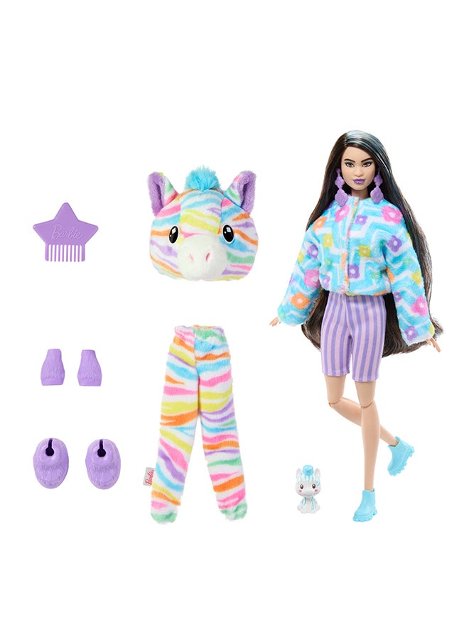 Barbie Cutie Reveal Doll & Accessories with Rainbow Zebra Plush Costume & 10 Surprises Including Color Change, Color Dream Series  - Image 3