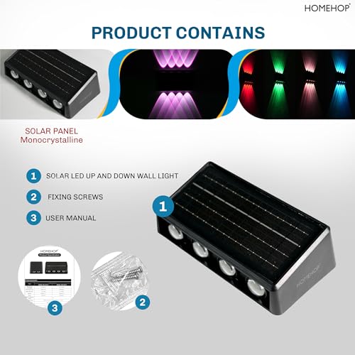 Homehop هوم هوب سولار لايت اوتدور جاردن واتربروف اب اند داون 6 LED RGB بالكوني وول لايتس فور ديكور، جاردن، باثواي، كورت يارد، اند بالكون اند هوم يوز - Image 4