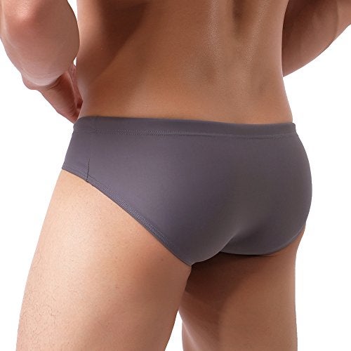 Summer Code Mens Solid Swim Briefs Drawstring Bikini Sport Swimsuit Grey - Image 5