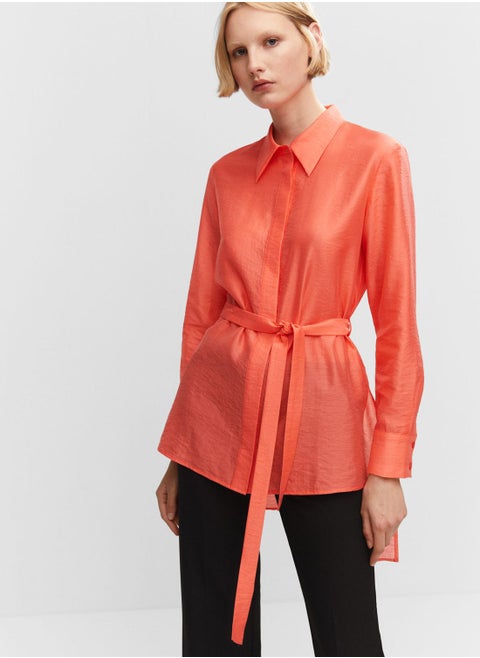 Button Detail Tie Shirt