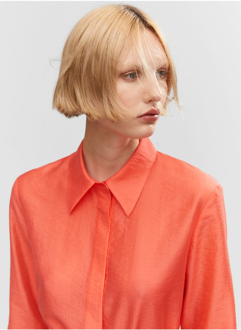 MANGO - Button Detail Tie Shirt - Image 1
