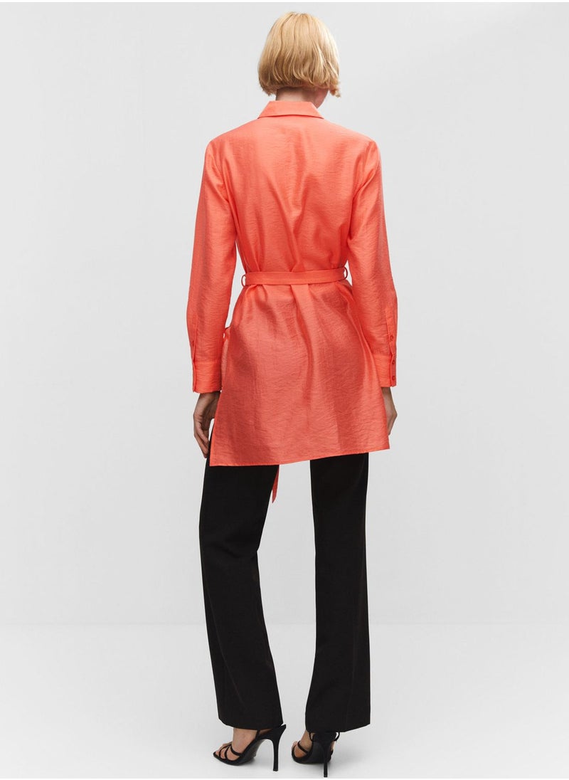 MANGO - Button Detail Tie Shirt - Image 1