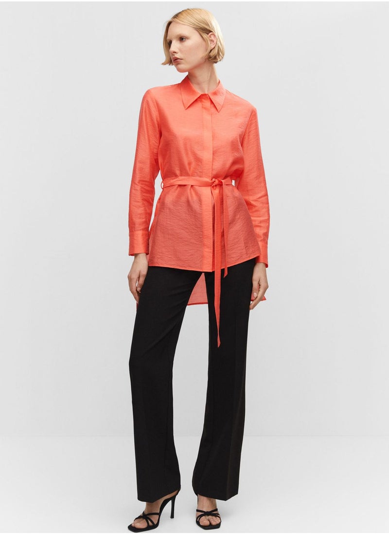 MANGO - Button Detail Tie Shirt - Image 1