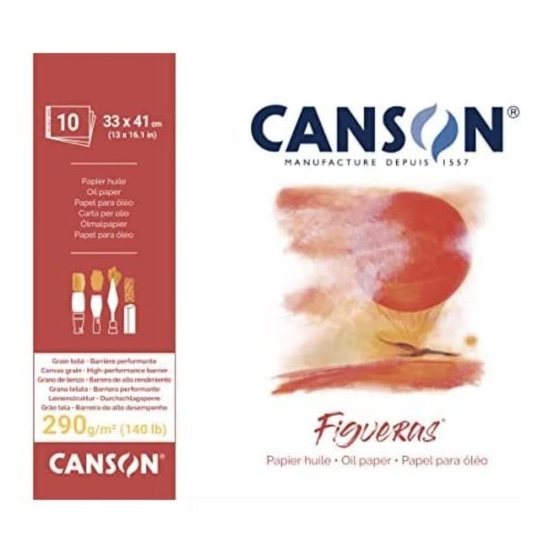 Canson Figueras Oil  Acrylic 290gsm Paper pad Including 10 Sheets Size41x33cm CanvasLike Texture