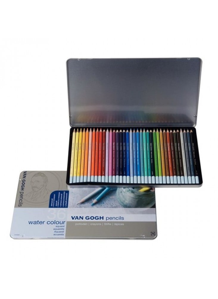 Van Gogh Van Gogh Watercolour Pencil Complete with 36 Colours in Metal Box  - Image 1
