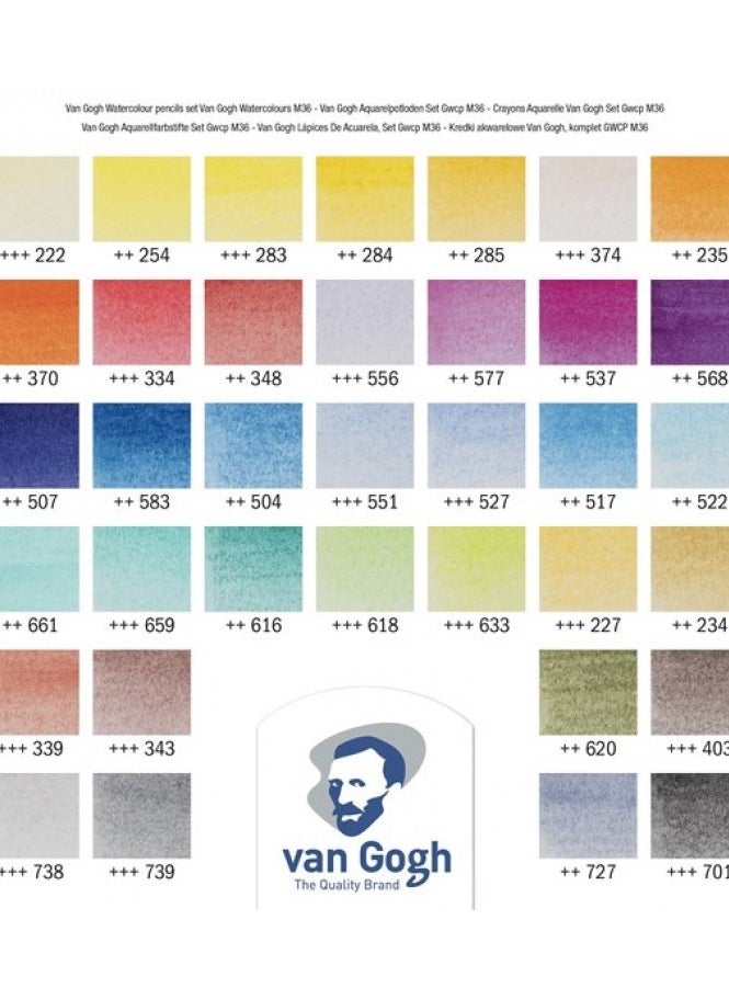 Van Gogh Van Gogh Watercolour Pencil Complete with 36 Colours in Metal Box  - Image 2