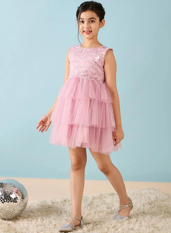 Stylo Bug Stylo Bug Embellished Layered A-Line Dress
