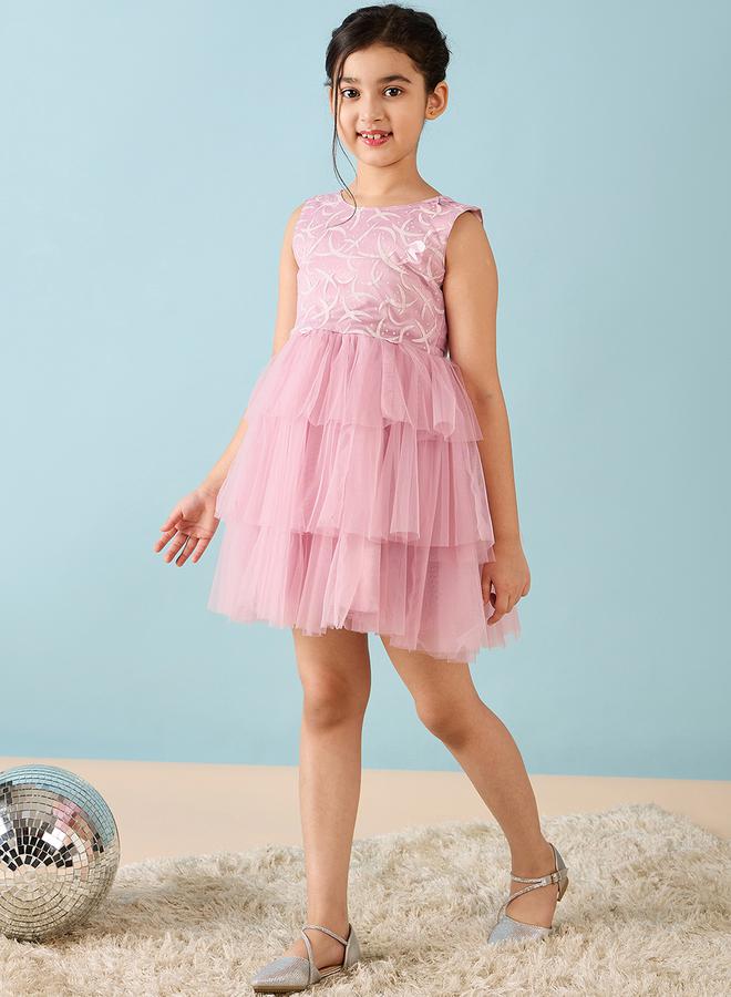 ستايلو بج فستان ستايلو بوغ مزين بطبقات بتصميم - - Image 3