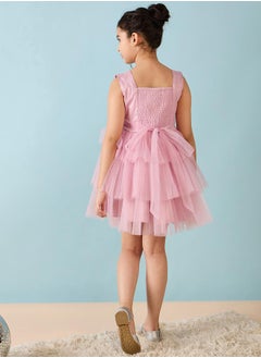 Stylo Bug Embellished Layered A-Line Dress by Styli  - Image 5