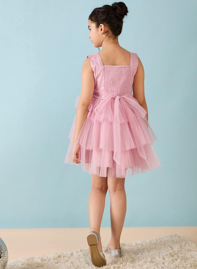 ستايلو بج فستان ستايلو بوغ مزين بطبقات بتصميم - - Image 5