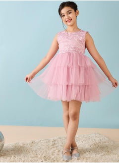 Stylo Bug Embellished Layered A-Line Dress by Styli  - Image 2