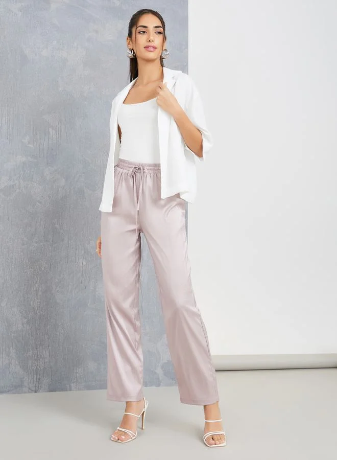 Styli Jacquard Tapered Pants with Drawstring