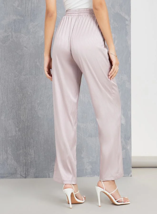 Styli Jacquard Tapered Pants with Drawstring