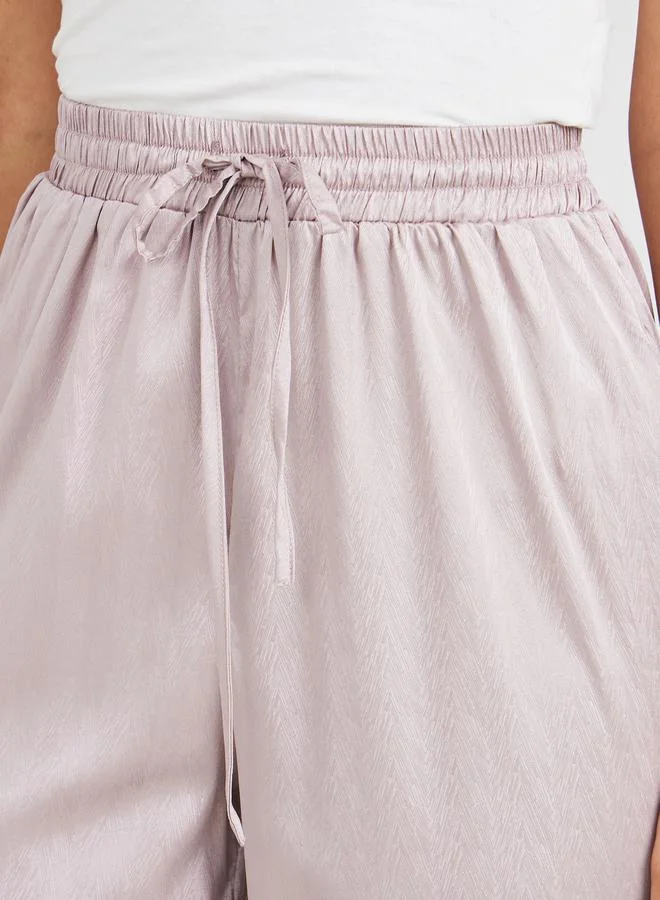 Styli Jacquard Tapered Pants with Drawstring