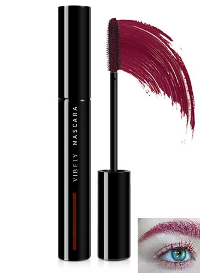 LYSdefeu Burgundy Mascara Waterproof for Eyelashes,Longlasting Curling Dark Red Liquid Mascara Volume and Length,Cosplay Party Stage Colored rimel de pestañas, Mother's Day Eye Makeup Gift for Women Girl - Image 1