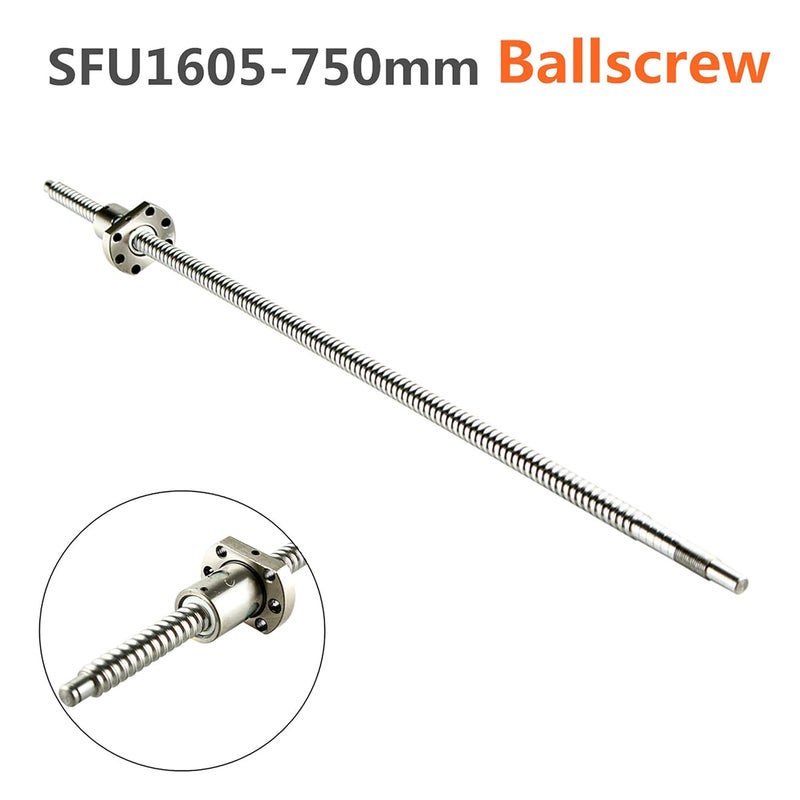 CHUANGNENG Ball Screw SFU1605-750mm Lead Ballscrew End Machining Antibacklash for CNC with Nut with BK10/BF10 Standard End Machining, Length Approx 29.52inch - Image 2