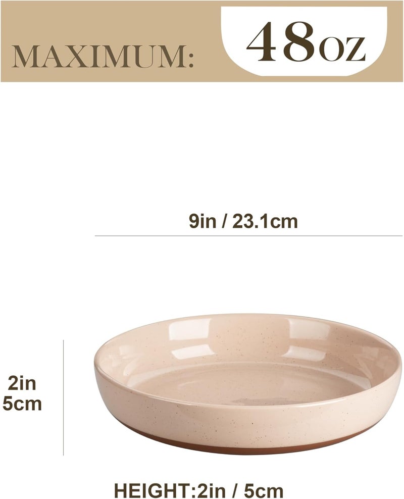 MALACASA Large Pasta Bowls Set of 4 48 OZ Salad Bowls Serving Bowls for Dinner Ceramic Soup Bowls Pasta Plates for Serving Stackable Microwave  Dishwasher Safe Multicolor Series TARA - Image 2