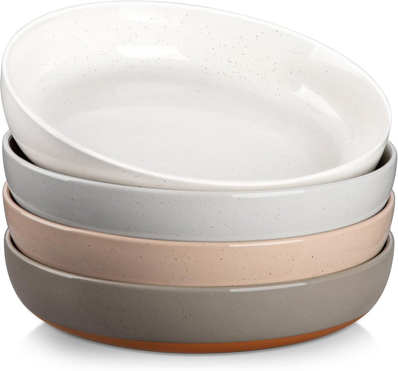 MALACASA Large Pasta Bowls Set of 4 48 OZ Salad Bowls Serving Bowls for Dinner Ceramic Soup Bowls Pasta Plates for Serving Stackable Microwave  Dishwasher Safe Multicolor Series TARA - Image 1