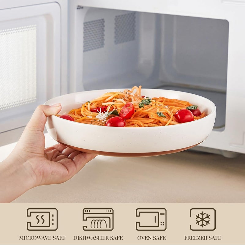 MALACASA Large Pasta Bowls Set of 4 48 OZ Salad Bowls Serving Bowls for Dinner Ceramic Soup Bowls Pasta Plates for Serving Stackable Microwave  Dishwasher Safe Multicolor Series TARA - Image 4