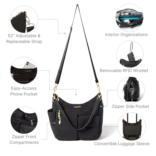 Baggallini womens Modern Everywhere Bag, Black W/ Gold Hardware, One Size US - Image 3