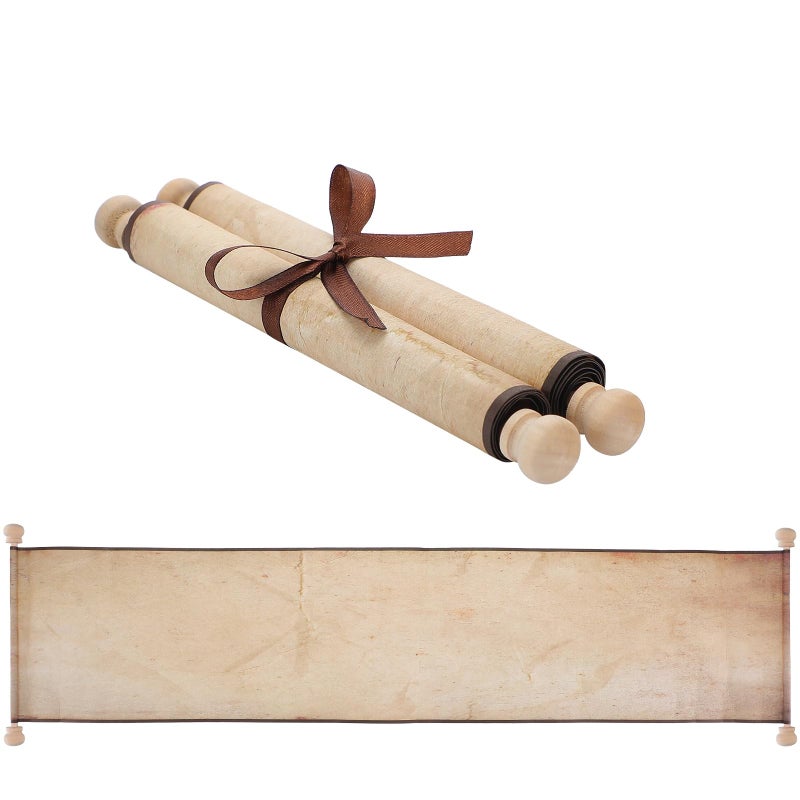 Epakh 1 Pcs Blank Scroll Paper with Wood Rods for Naughty or Nice List Writing Wedding Vows Drawing Cosplay Prop Renaissance Tabletop RoleRetro75 x 30 Inches