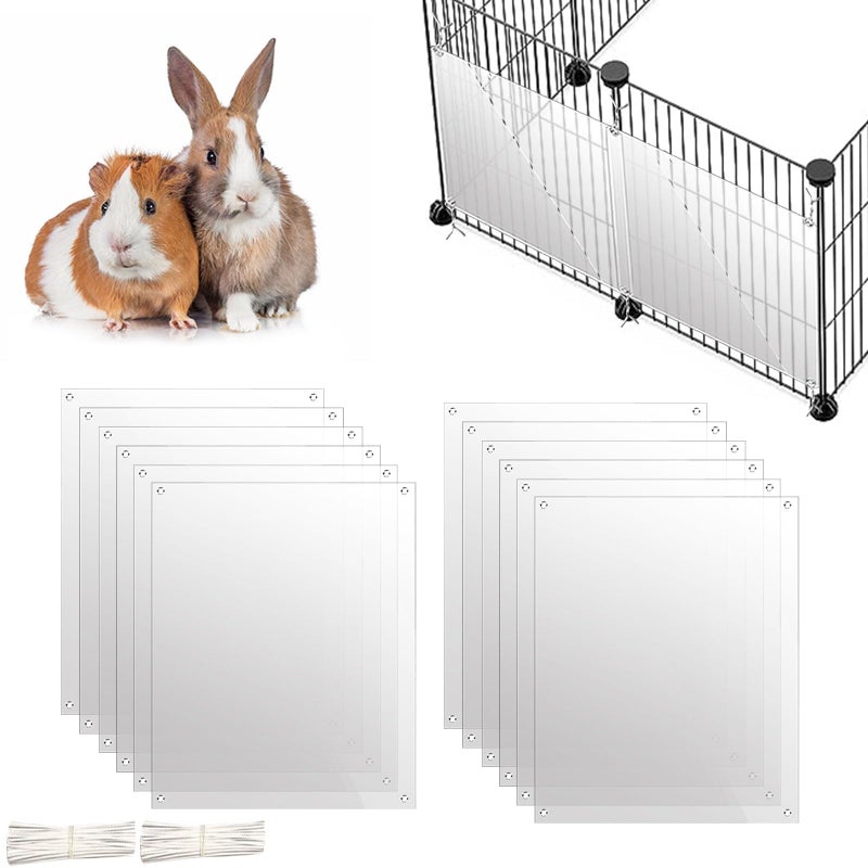 Oncpcare 12 Pack Rabbit Cage Urine Guard 10'' x 8.2'' Pet Plastic Splash Guard Panels Liner Protection Clear Edge Liner Guinea Pig Side Lining Bird Cage Protector from Cats - Image 1