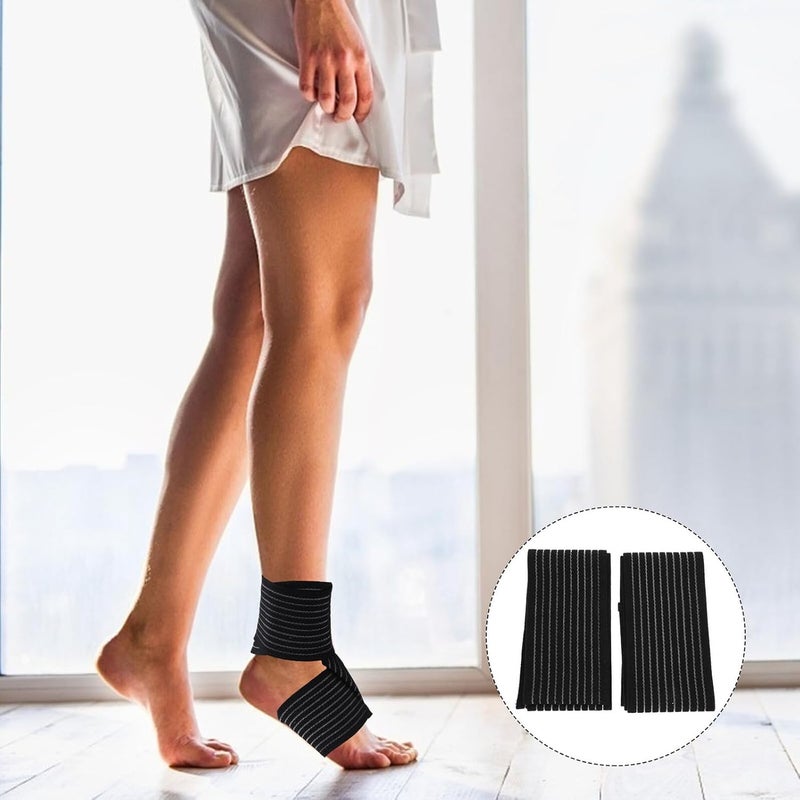2Pcs Adjustable Black Ankle Support Brace Breathable Anti Skid Protective Covers for Sports - Image 4